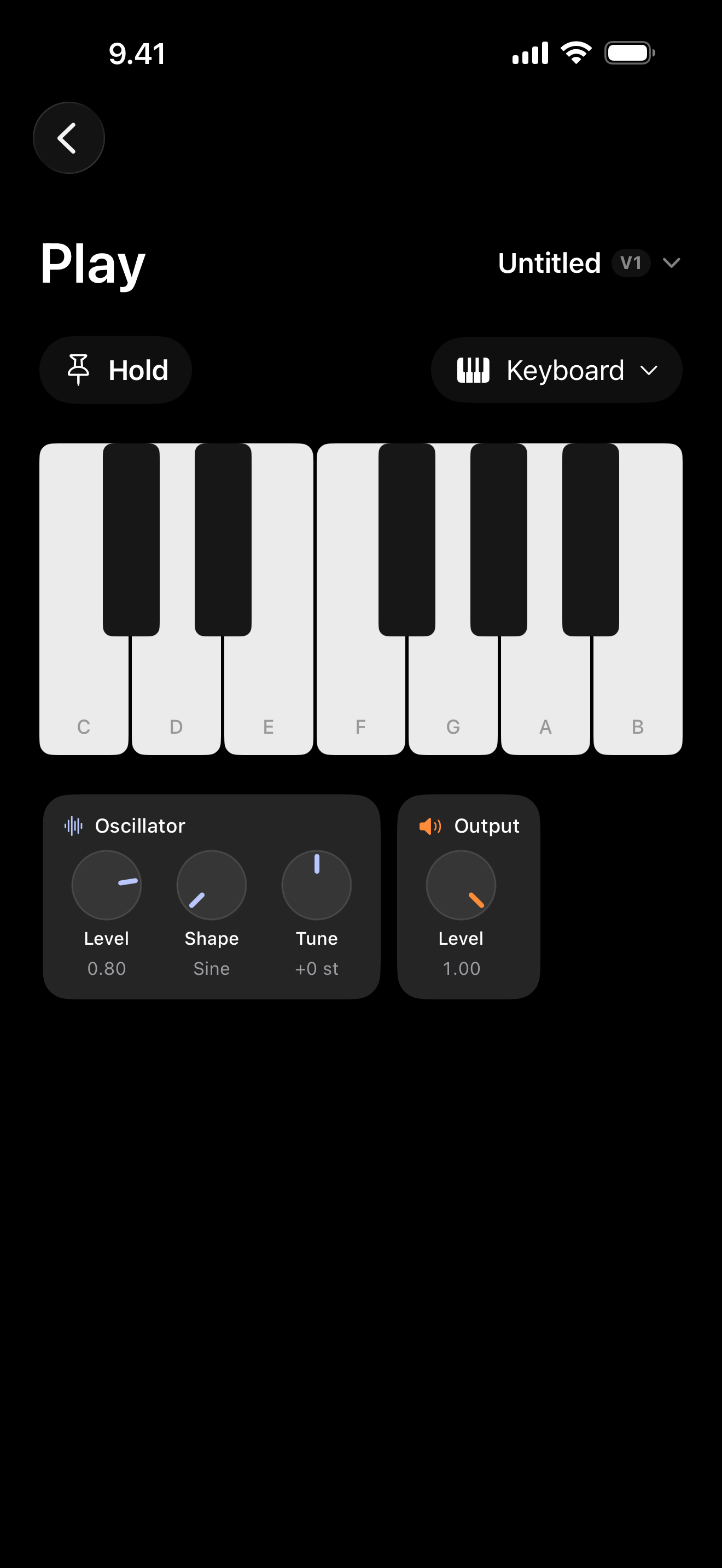 Syntheen playing a patch from the iPhone interface.